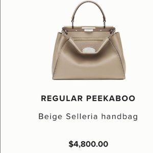 Fendi Peekaboo Beige Selleria handbag